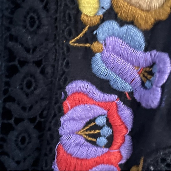 Free People Black Ruffled Embellished Long Sleeve Blouse - Picture 12 of 15